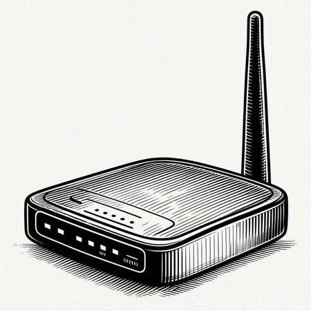 Wireless router on a white background. Vector illustration in sketch style.の写真素材