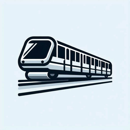 Train icon. Vector illustration isolated on blue background. Eps 10.