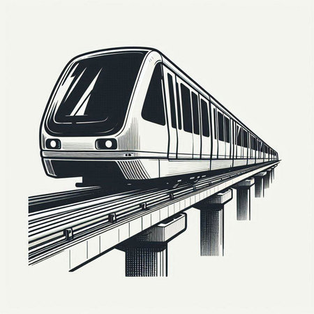 Modern high speed train. Vector illustration. Monochrome design.