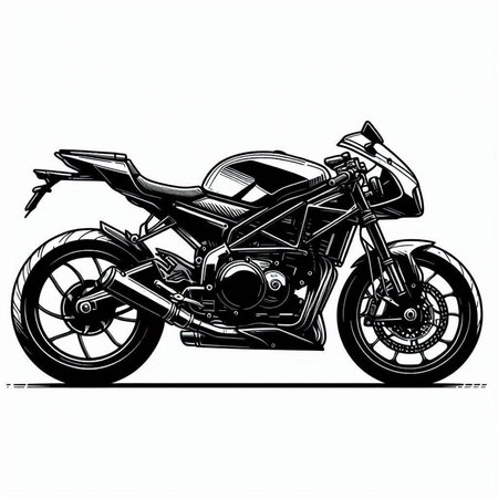 Motorcycle isolated on white background. Motorcycle monochrome vector illustration
