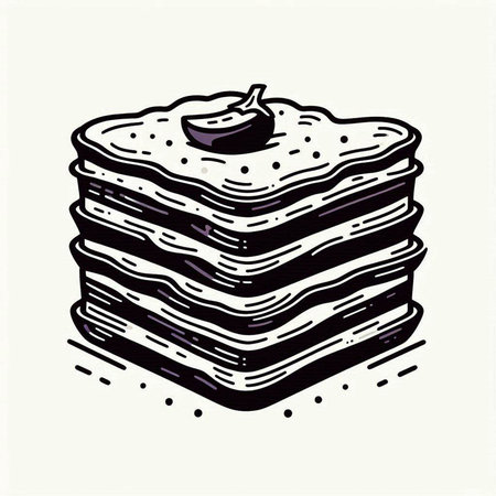Stack of pancakes, hand drawn vector illustration isolated on white background.の写真素材
