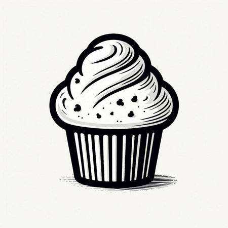 Cupcake with cream. Vector illustration of a cupcake.の写真素材