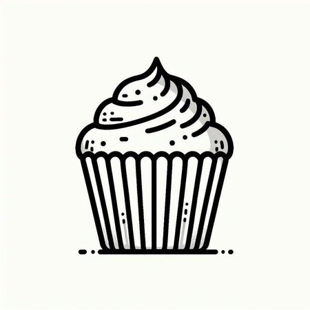 Cupcake doodle icon. Hand drawn vector illustration.の写真素材