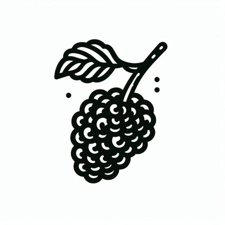 Mulberry hand drawn vector illustration. Black berry isolated on white background.の写真素材