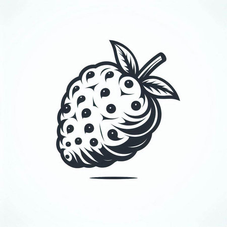 mulberry fruit isolated on white background, black and white vector illustration