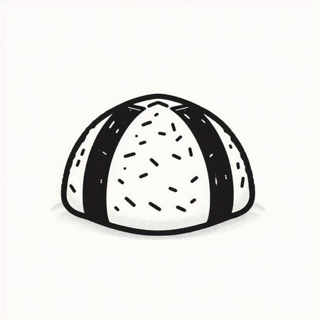 Illustration of a black and white japanese sushi on a white background