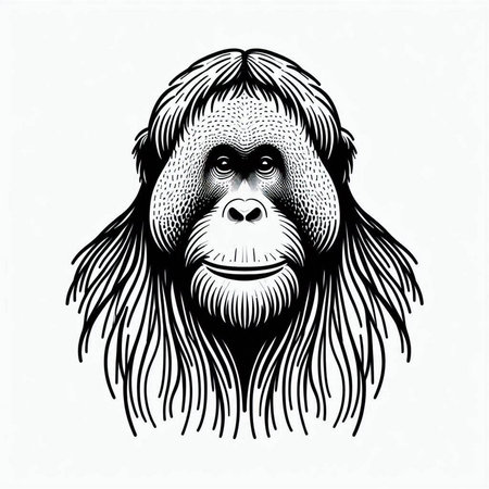 Monkey head. Vector illustration for tattoo or t-shirt designの写真素材
