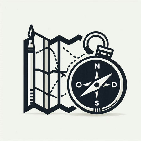 Compass and map icon. Vector illustration. Eps 10 file.