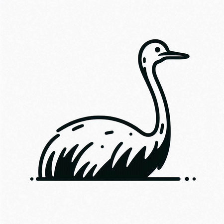 Ostrich vector icon on white background. Vector illustration of ostrich.の写真素材