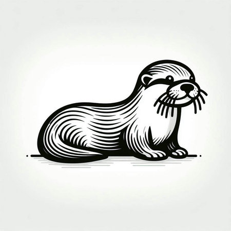 Otter, sea animal, vector illustration, eps 10の写真素材