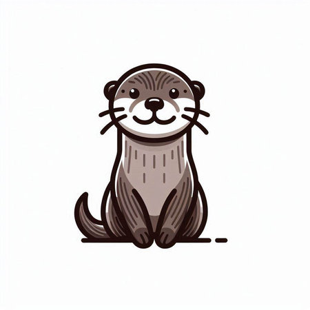 Cute cartoon otter. Vector illustration isolated on white background.の写真素材