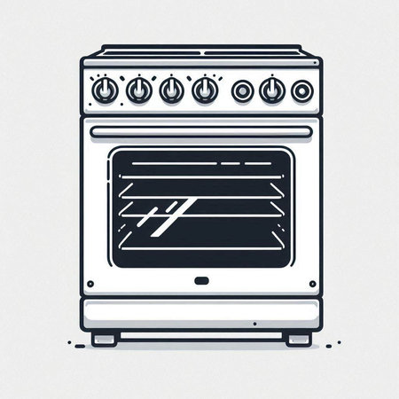 Stylized vector illustration of a modern oven on a white background