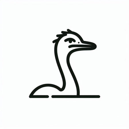 Ostrich vector icon on white background. Outline illustration.の写真素材