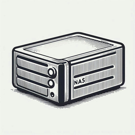 Vintage monochrome 3D server isolated on white background.