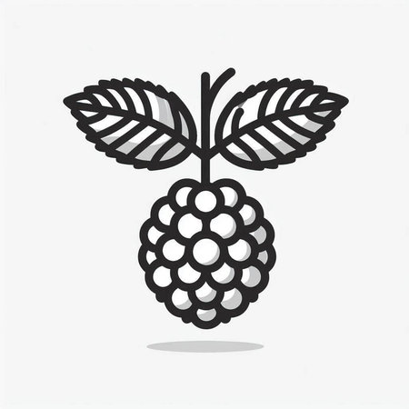 Raspberry icon. Vector illustration. Black and white berry.