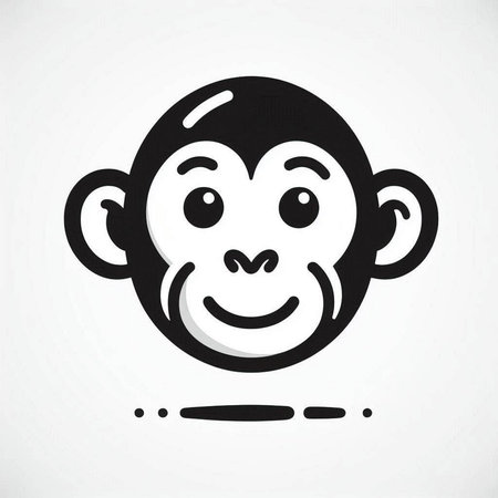 Monkey face icon on white background, vector illustration eps10の写真素材