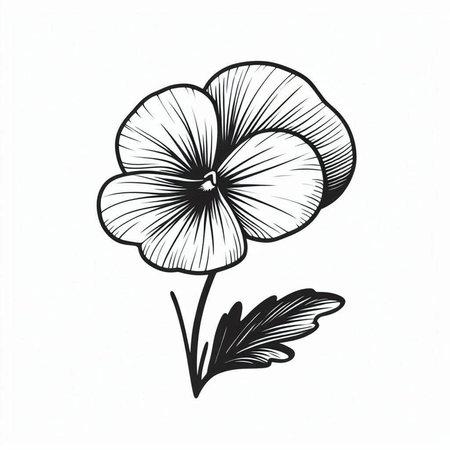 Hand drawn pansy flower isolated on white background. Vector illustration.の写真素材