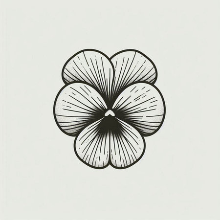 Pansy flower. Hand drawn botanical illustration. Black and white vector image.の写真素材