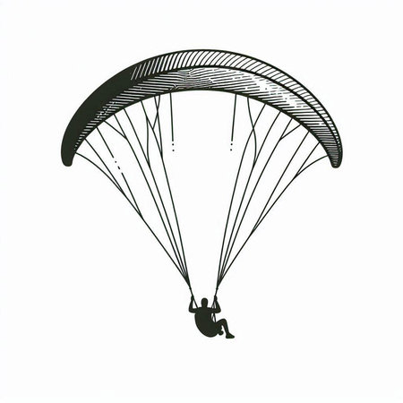 Paraglider flying isolated on white background, vector illustration.の写真素材