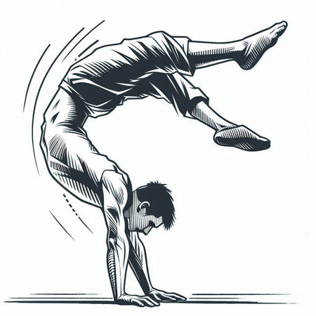 illustration of a young man doing push-ups on a white background
