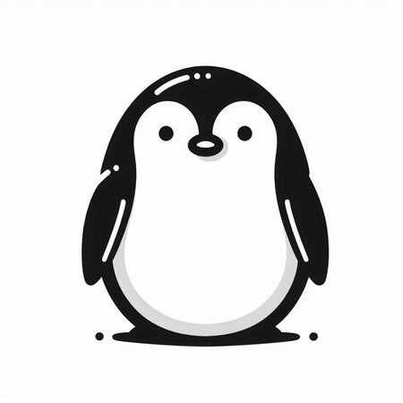 Cute penguin isolated on a white background. Vector illustration.の写真素材