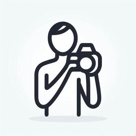 Photographer with camera icon, vector illustration. Flat design style.