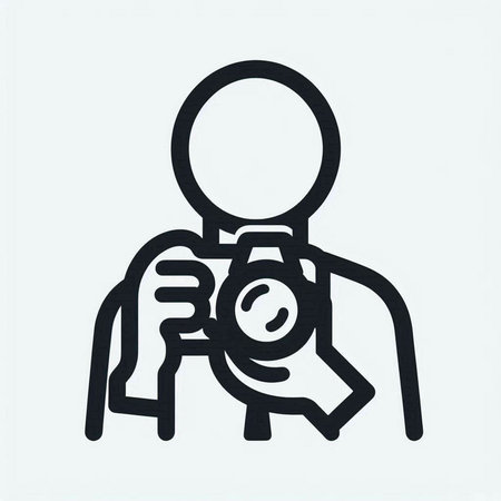 Photographer icon. Hand drawn vector illustration of photographer with camera.