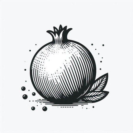Pomegranate fruit vector illustration. Hand drawn sketch style.の写真素材
