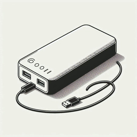 Vector illustration of a power bank on a white background. Isometric view.