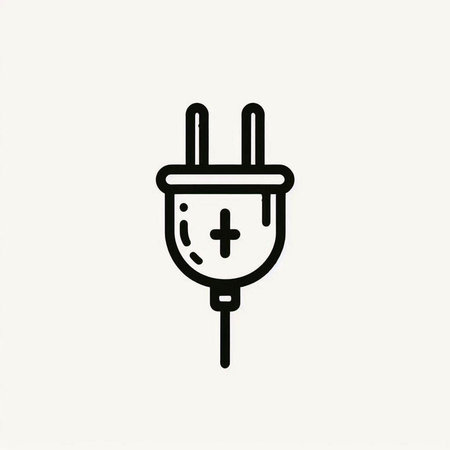 Electric plug icon, vector illustration. Flat design style, black color.の写真素材