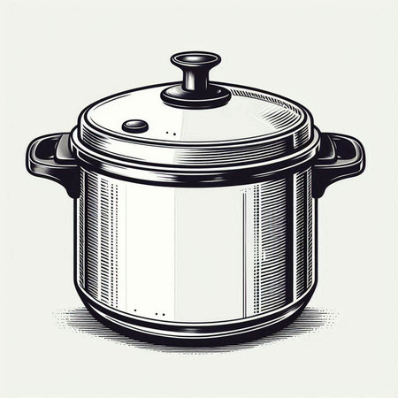 Sketch of a cooking pot on a white background, vector illustration