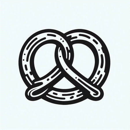 Pretzel icon in doodle style. Vector illustration.