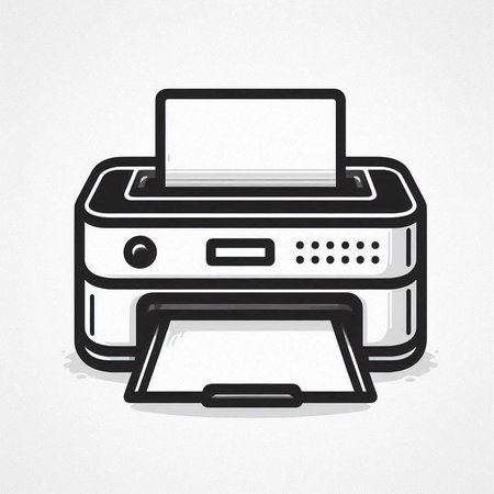 printer icon in black and white color isolated on white background illustration