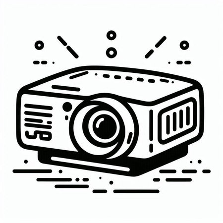 Video projector icon on white background. Vector illustration in outline style.