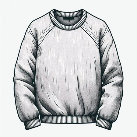 Men's sweater with long sleeves. Hand drawn sketch. Vector illustration.