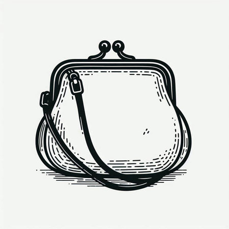 Handbag. Vector illustration in vintage style. Isolated on white background.