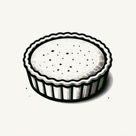 Hand drawn illustration of a cake on a white background. Retro style.