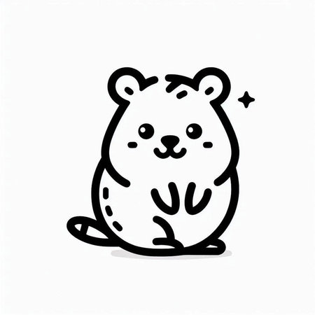 Cute cartoon hamster on white background. Vector illustration in doodle style.の写真素材