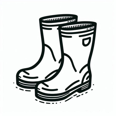 Rubber boots. Hand drawn vector illustration in doodle style.