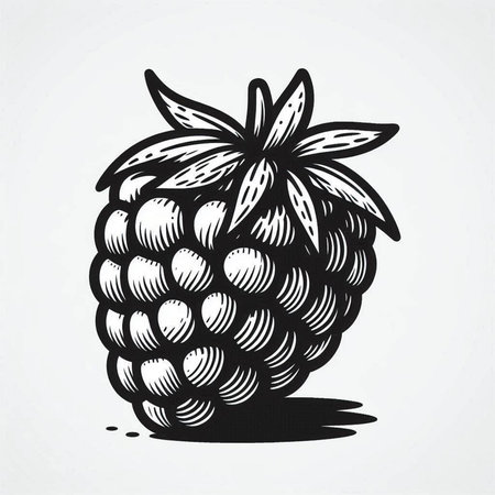 Raspberry. Hand drawn sketch. Vector illustration on white background.