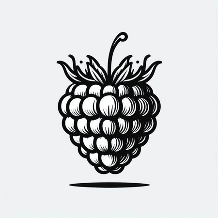 Hand drawn black raspberry isolated on white background. Vector illustration in sketch style.