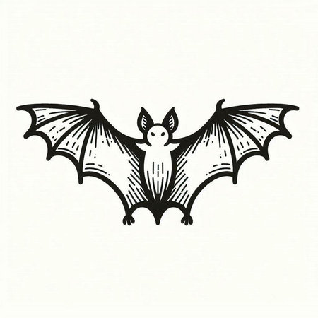Bat. Hand drawn vector illustration in vintage engraving style.の写真素材