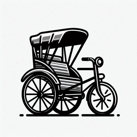 Rickshaw - vector illustration. Isolated on white background.