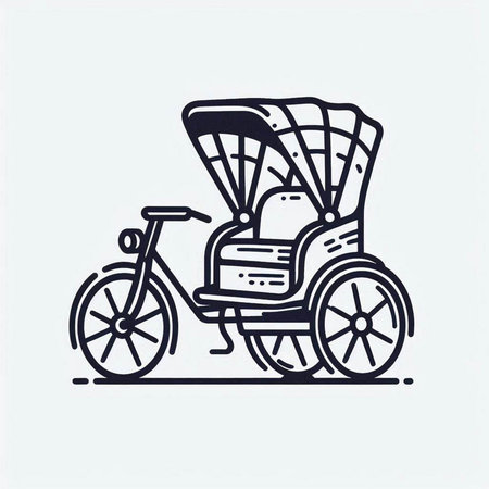 Rickshaw icon. Vector illustration of a retro tricycle.