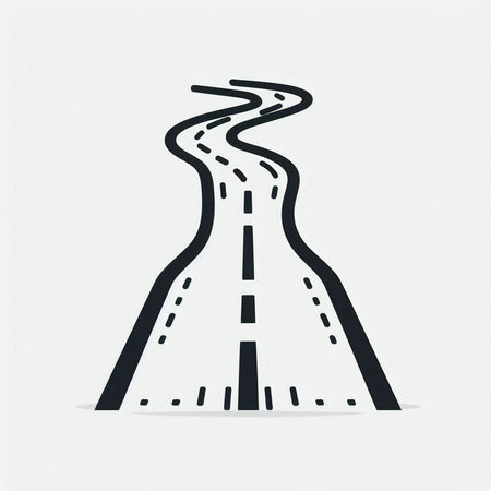 Road icon. Vector illustration of a road on a white background.
