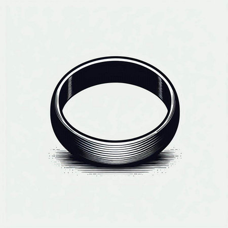 Circle of the rings. Black and white vector illustration on a light background.