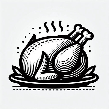 Roasted chicken icon. Vector illustration. Isolated on white background.の写真素材