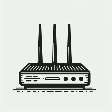 Wireless router icon. Vector illustration in thin line style. Isolated on white background.