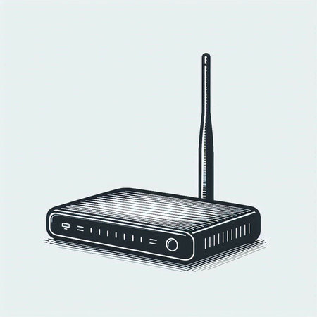 Wireless router. Vector illustration in vintage engraving style.