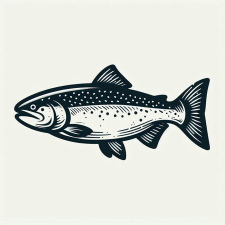 Salmon fish isolated on white background. Vector hand drawn illustration.の写真素材